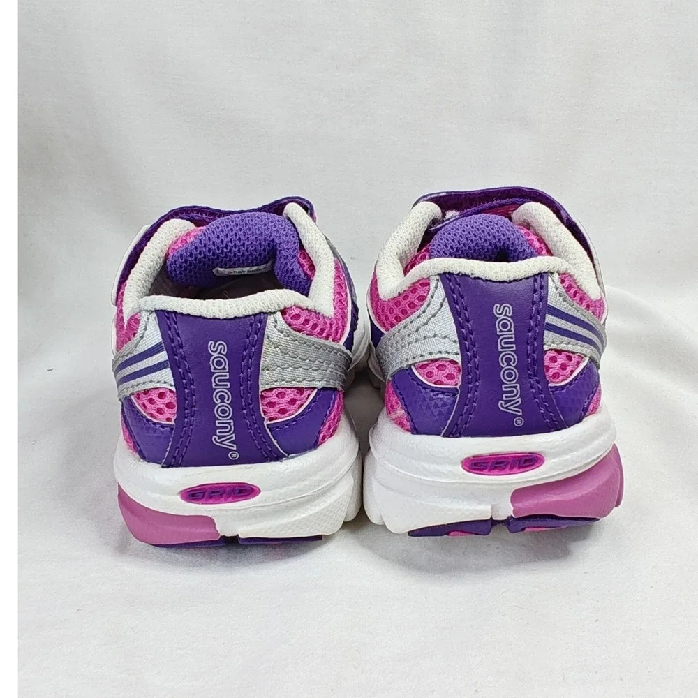 Saucony Baby Ride 6 Running Shoe Purple Magenta pink Silver Toddler 7.5W New